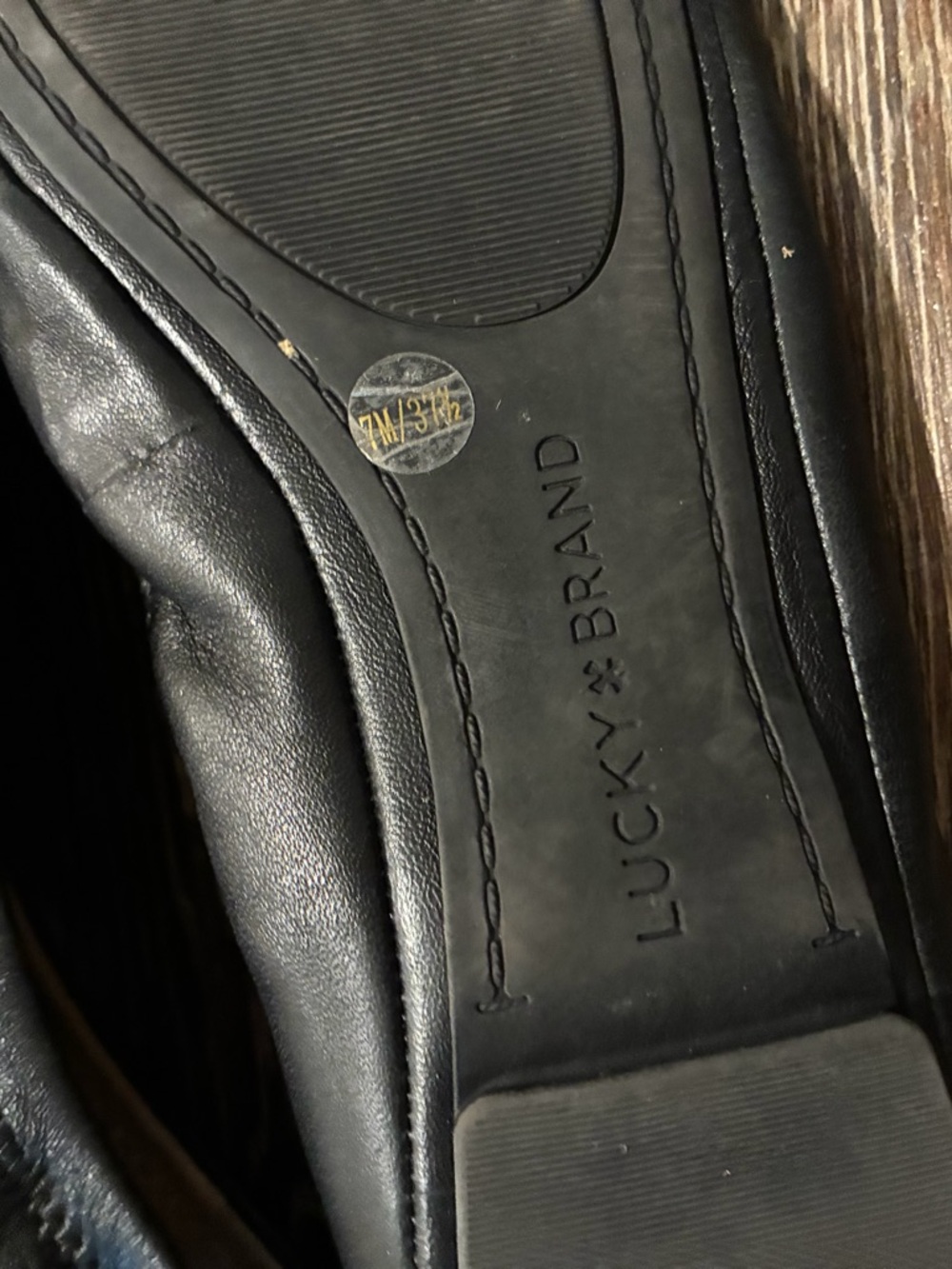 Lucky Brand Black Leather Ballet Flats with Tan Insole - Picture 6 of 6